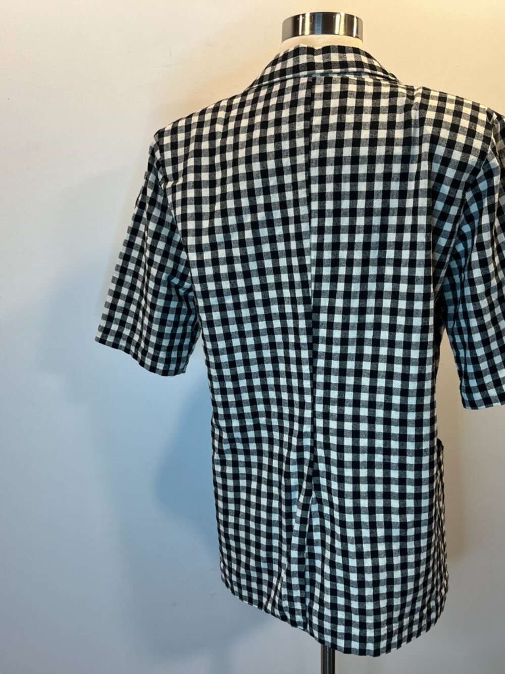 Oak + Fort Women's Black & White Gingham Short Sleeve Blazer Jacket - Size Small - Picture 5 of 6